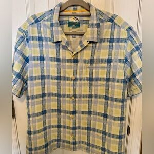 Tommy Bahama Blue and Yellow Plaid Casual Shirt